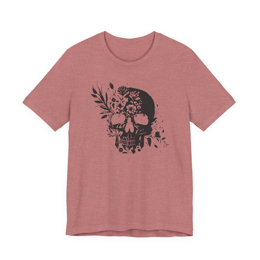 Floral Skull Graphic T-Shirt – Edgy Aesthetic Statement Tee
