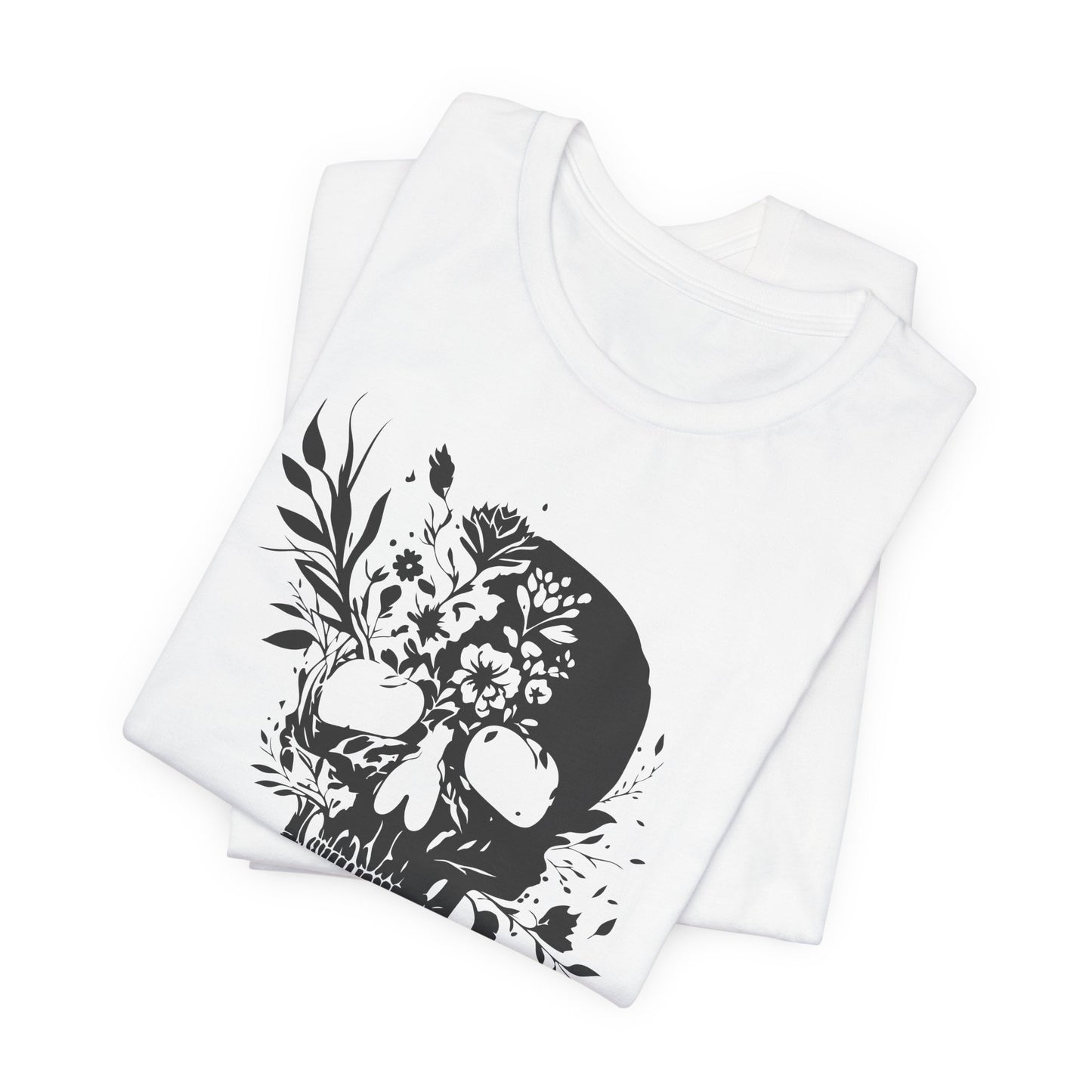 Floral Skull Graphic T-Shirt – Edgy Aesthetic Statement Tee