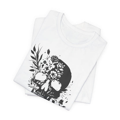 Floral Skull Graphic T-Shirt – Edgy Aesthetic Statement Tee