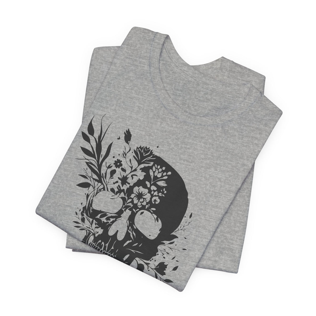 Floral Skull Graphic T-Shirt – Edgy Aesthetic Statement Tee