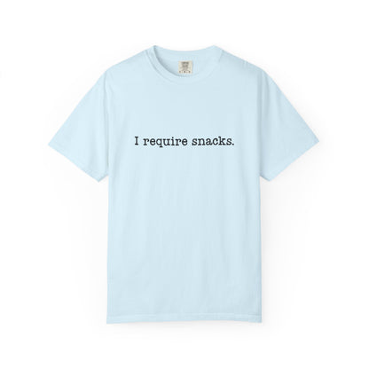 I Require Snacks Comfort Colors® Tee – Funny Minimalist Graphic T-Shirt