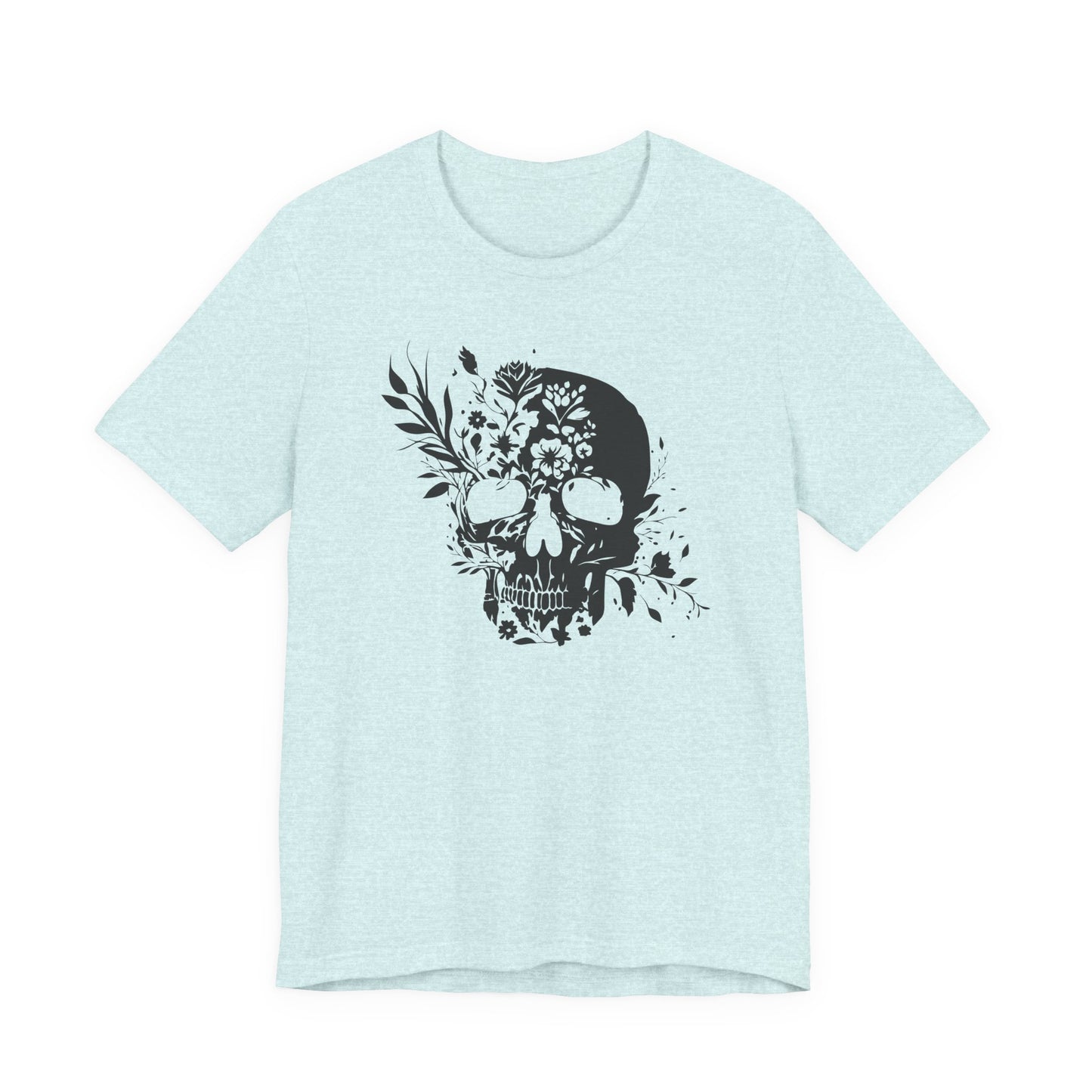 Floral Skull Graphic T-Shirt – Edgy Aesthetic Statement Tee