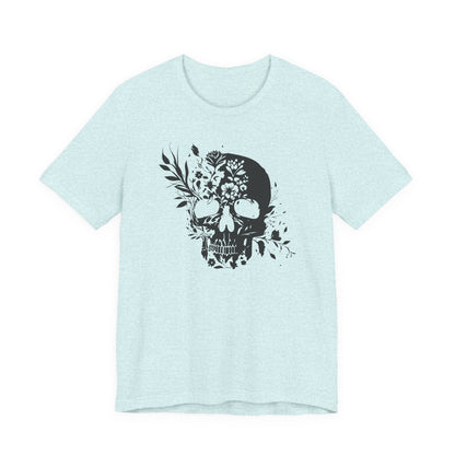 Floral Skull Graphic T-Shirt – Edgy Aesthetic Statement Tee