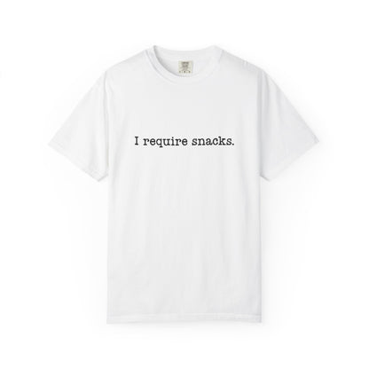 I Require Snacks Comfort Colors® Tee – Funny Minimalist Graphic T-Shirt