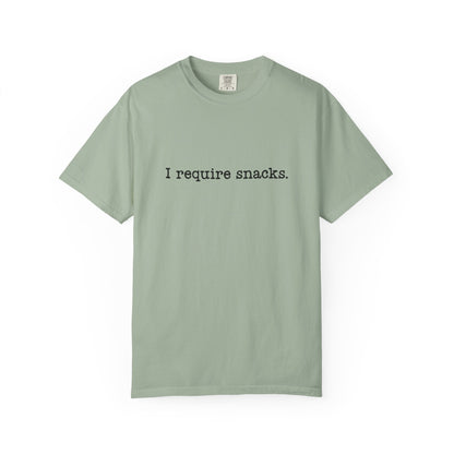 I Require Snacks Comfort Colors® Tee – Funny Minimalist Graphic T-Shirt