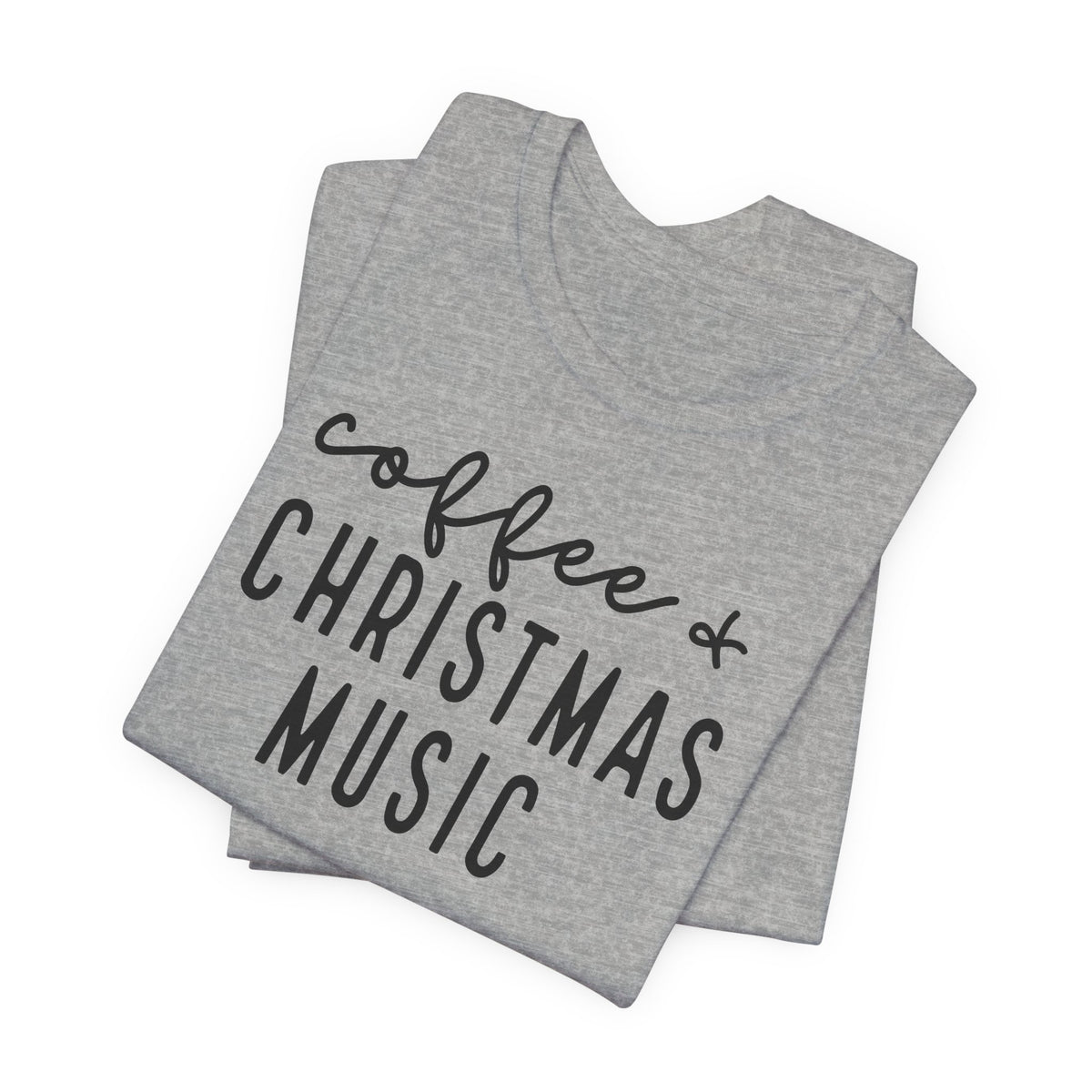 Coffee & Christmas Music Tee – Cute Holiday Graphic T-Shirt for Coffee Lovers