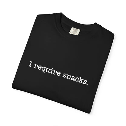 I Require Snacks Comfort Colors® Tee – Funny Minimalist Graphic T-Shirt
