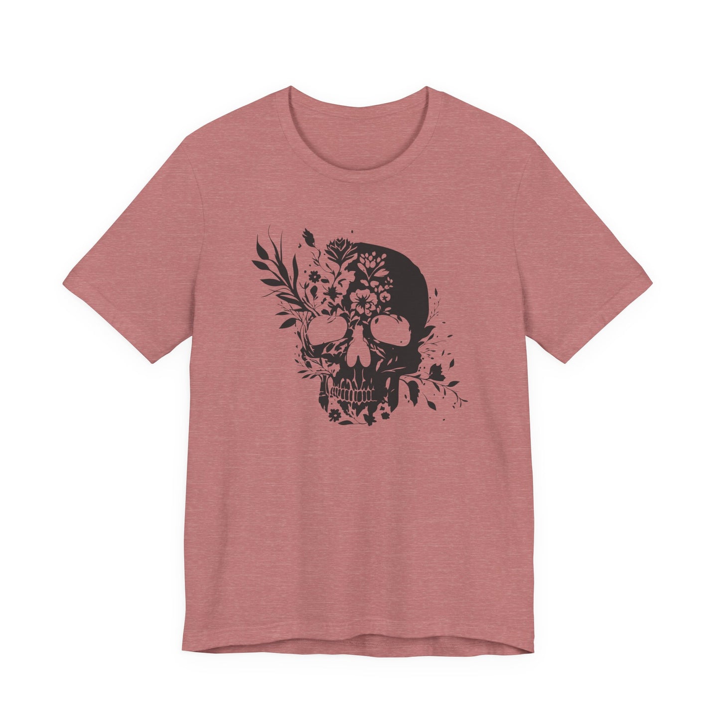 Floral Skull Graphic T-Shirt – Edgy Aesthetic Statement Tee