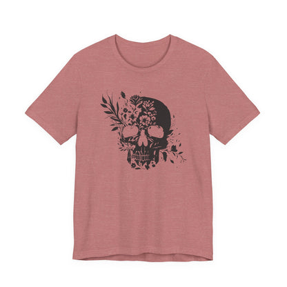 Floral Skull Graphic T-Shirt – Edgy Aesthetic Statement Tee