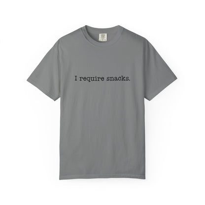 I Require Snacks Comfort Colors® Tee – Funny Minimalist Graphic T-Shirt