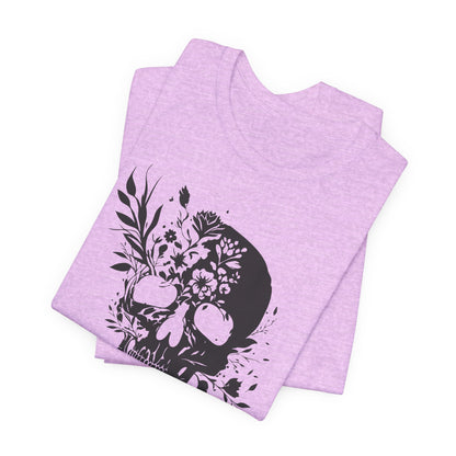 Floral Skull Graphic T-Shirt – Edgy Aesthetic Statement Tee