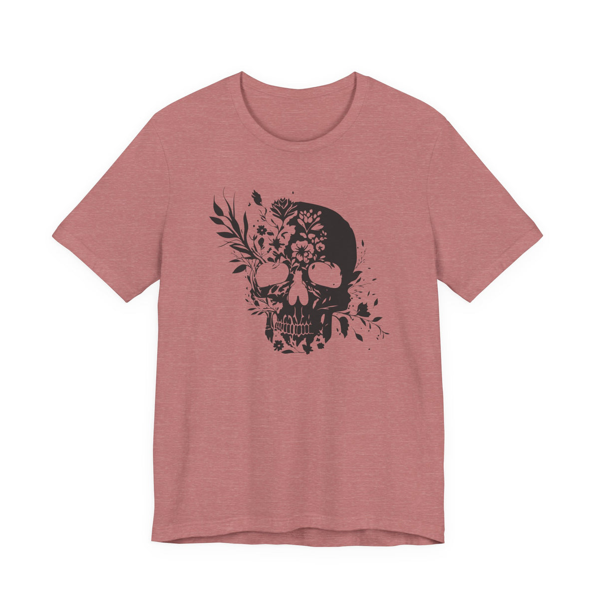 Floral Skull Graphic T-Shirt – Edgy Aesthetic Statement Tee