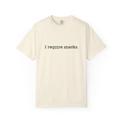 I Require Snacks Comfort Colors® Tee – Funny Minimalist Graphic T-Shirt