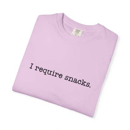 I Require Snacks Comfort Colors® Tee – Funny Minimalist Graphic T-Shirt