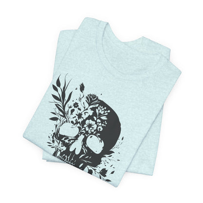 Floral Skull Graphic T-Shirt – Edgy Aesthetic Statement Tee