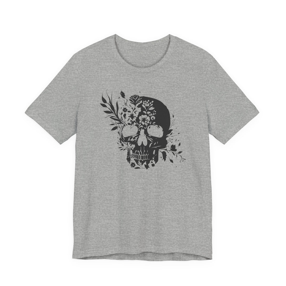 Floral Skull Graphic T-Shirt – Edgy Aesthetic Statement Tee