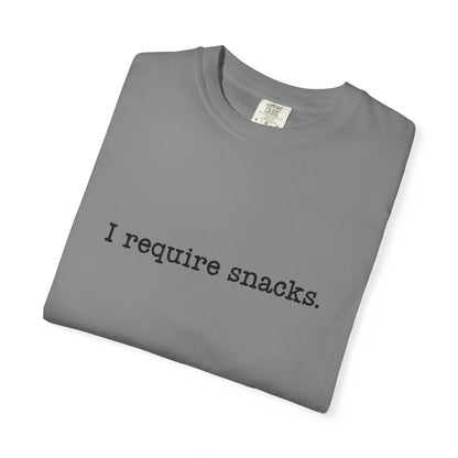 I Require Snacks Comfort Colors® Tee – Funny Minimalist Graphic T-Shirt