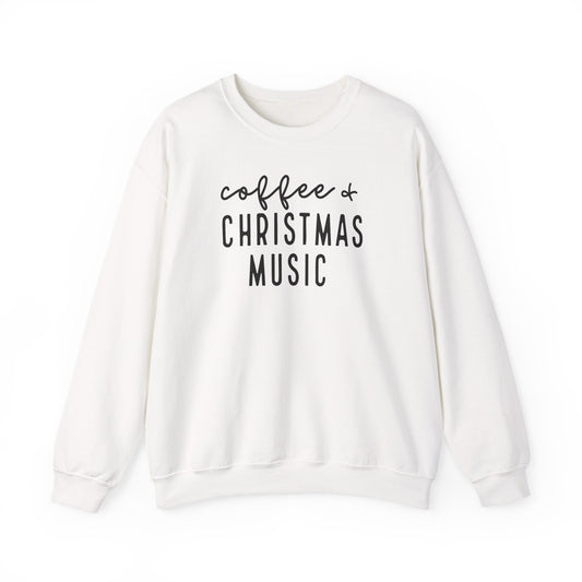 Coffee & Christmas Music Sweatshirt – Cozy Holiday Crewneck for Coffee Lovers