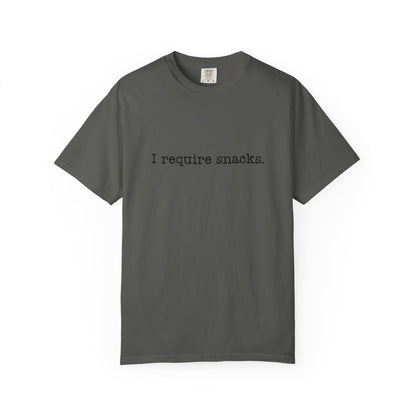 I Require Snacks Comfort Colors® Tee – Funny Minimalist Graphic T-Shirt
