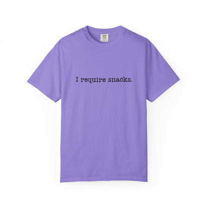 I Require Snacks Comfort Colors® Tee – Funny Minimalist Graphic T-Shirt
