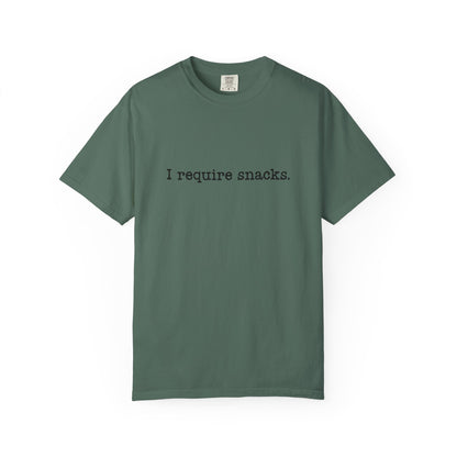 I Require Snacks Comfort Colors® Tee – Funny Minimalist Graphic T-Shirt