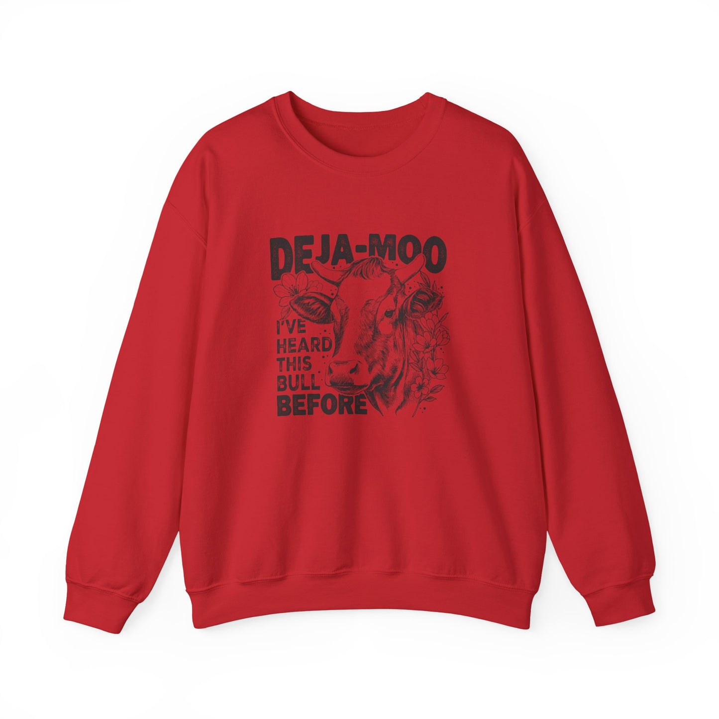 Deja Moo Sweatshirt – Funny Cow Pun Crewneck, Sarcastic Graphic Sweatshirt