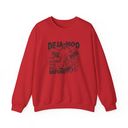 Deja Moo Sweatshirt – Funny Cow Pun Crewneck, Sarcastic Graphic Sweatshirt