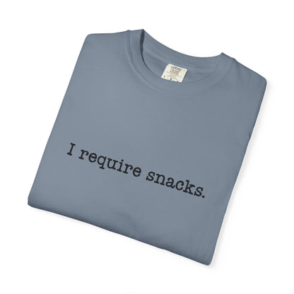 I Require Snacks Comfort Colors® Tee – Funny Minimalist Graphic T-Shirt