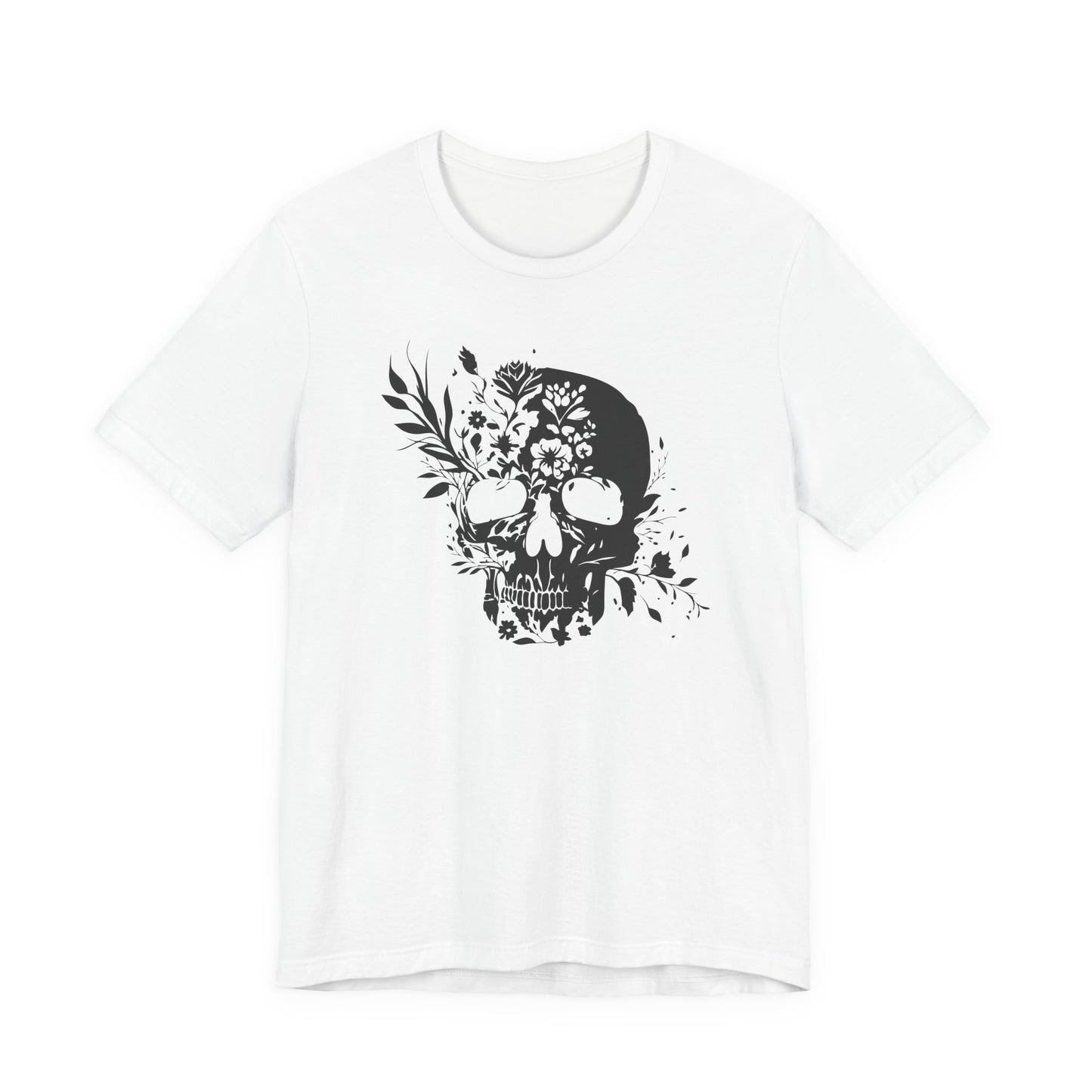 Floral Skull Graphic T-Shirt – Edgy Aesthetic Statement Tee