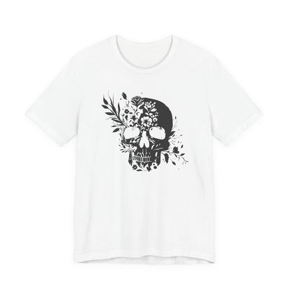 Floral Skull Graphic T-Shirt – Edgy Aesthetic Statement Tee