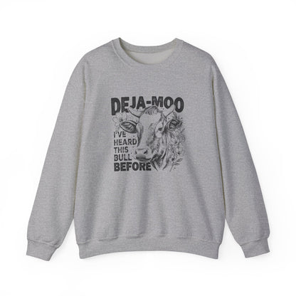Deja Moo Sweatshirt – Funny Cow Pun Crewneck, Sarcastic Graphic Sweatshirt