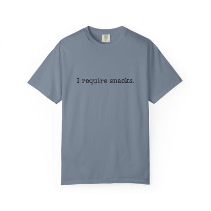 I Require Snacks Comfort Colors® Tee – Funny Minimalist Graphic T-Shirt