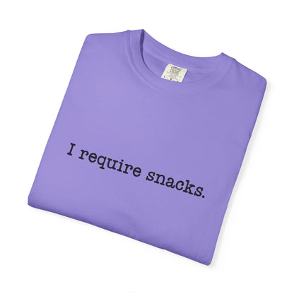 I Require Snacks Comfort Colors® Tee – Funny Minimalist Graphic T-Shirt