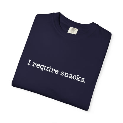 I Require Snacks Comfort Colors® Tee – Funny Minimalist Graphic T-Shirt