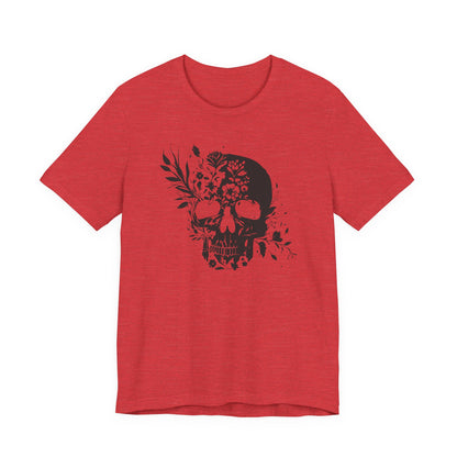 Floral Skull Graphic T-Shirt – Edgy Aesthetic Statement Tee