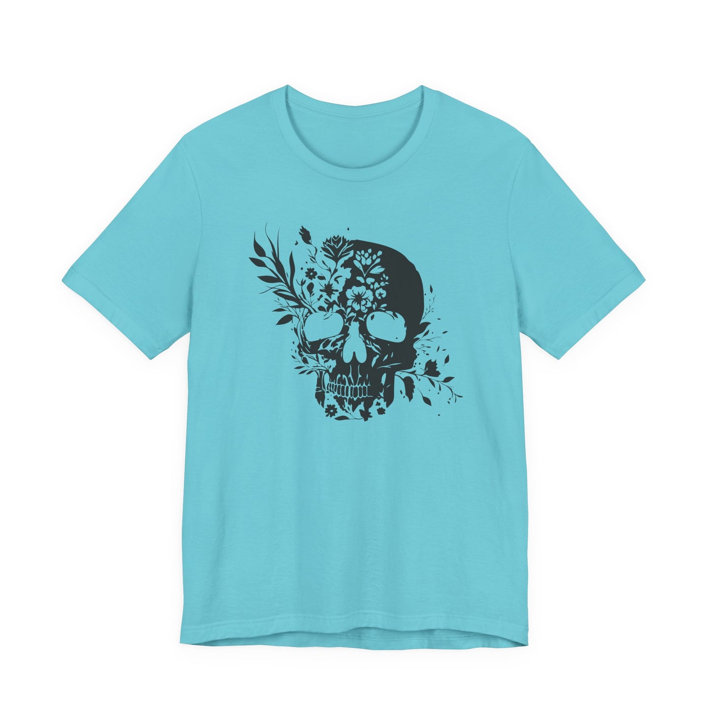 Floral Skull Graphic T-Shirt – Edgy Aesthetic Statement Tee