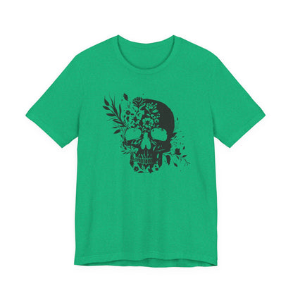 Floral Skull Graphic T-Shirt – Edgy Aesthetic Statement Tee
