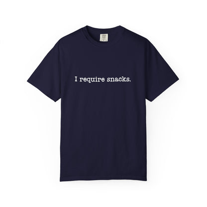 I Require Snacks Comfort Colors® Tee – Funny Minimalist Graphic T-Shirt