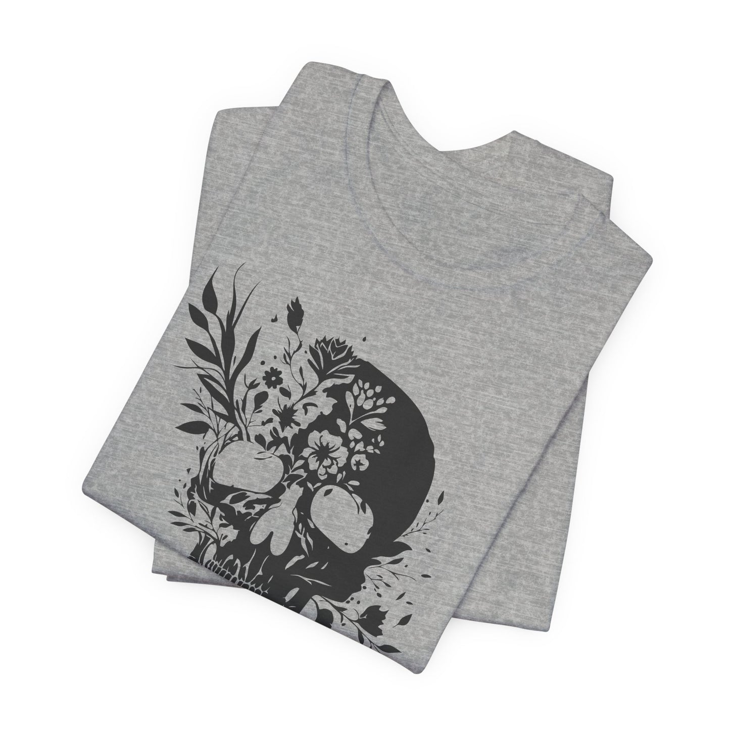 Floral Skull Graphic T-Shirt – Edgy Aesthetic Statement Tee