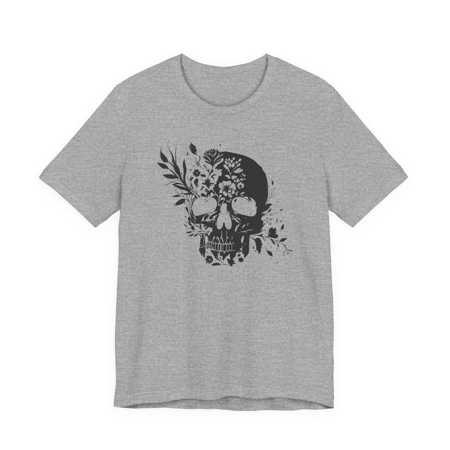 Floral Skull Graphic T-Shirt – Edgy Aesthetic Statement Tee