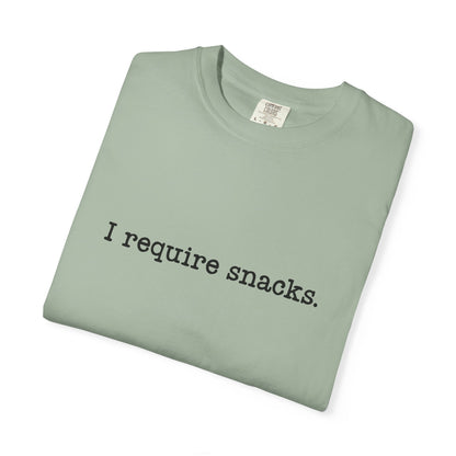 I Require Snacks Comfort Colors® Tee – Funny Minimalist Graphic T-Shirt