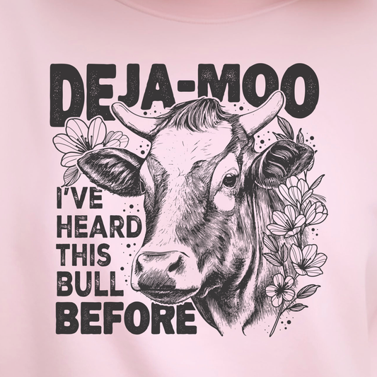 Deja Moo Sweatshirt – Funny Cow Pun Crewneck, Sarcastic Graphic Sweatshirt