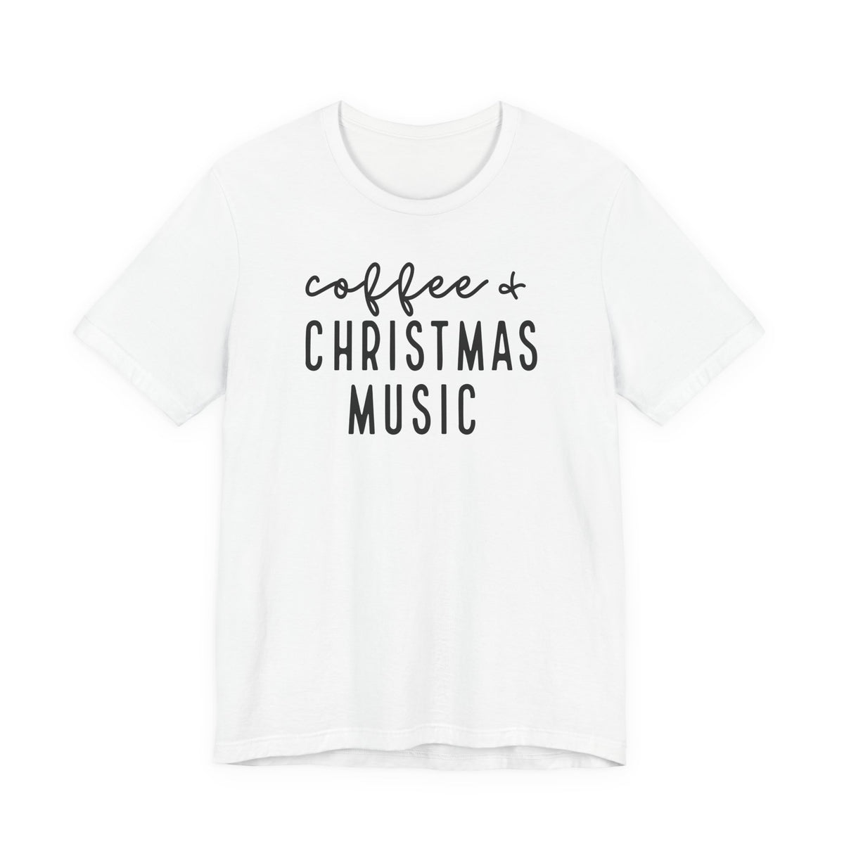 Coffee & Christmas Music Tee – Cute Holiday Graphic T-Shirt for Coffee Lovers