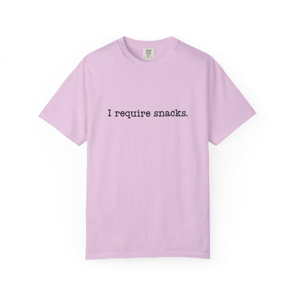 I Require Snacks Comfort Colors® Tee – Funny Minimalist Graphic T-Shirt