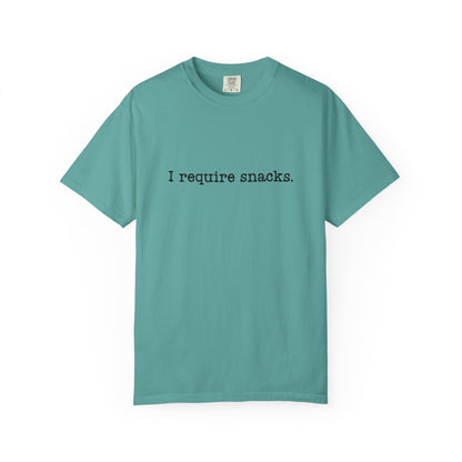 I Require Snacks Comfort Colors® Tee – Funny Minimalist Graphic T-Shirt