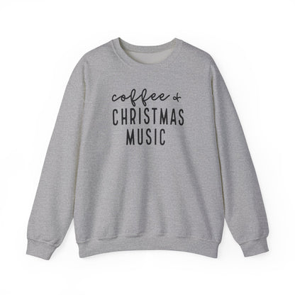 Coffee & Christmas Music Sweatshirt – Cozy Holiday Crewneck for Coffee Lovers