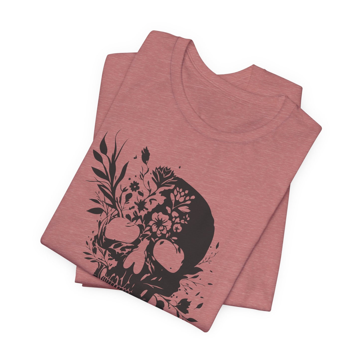 Floral Skull Graphic T-Shirt – Edgy Aesthetic Statement Tee