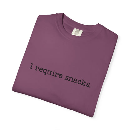 I Require Snacks Comfort Colors® Tee – Funny Minimalist Graphic T-Shirt