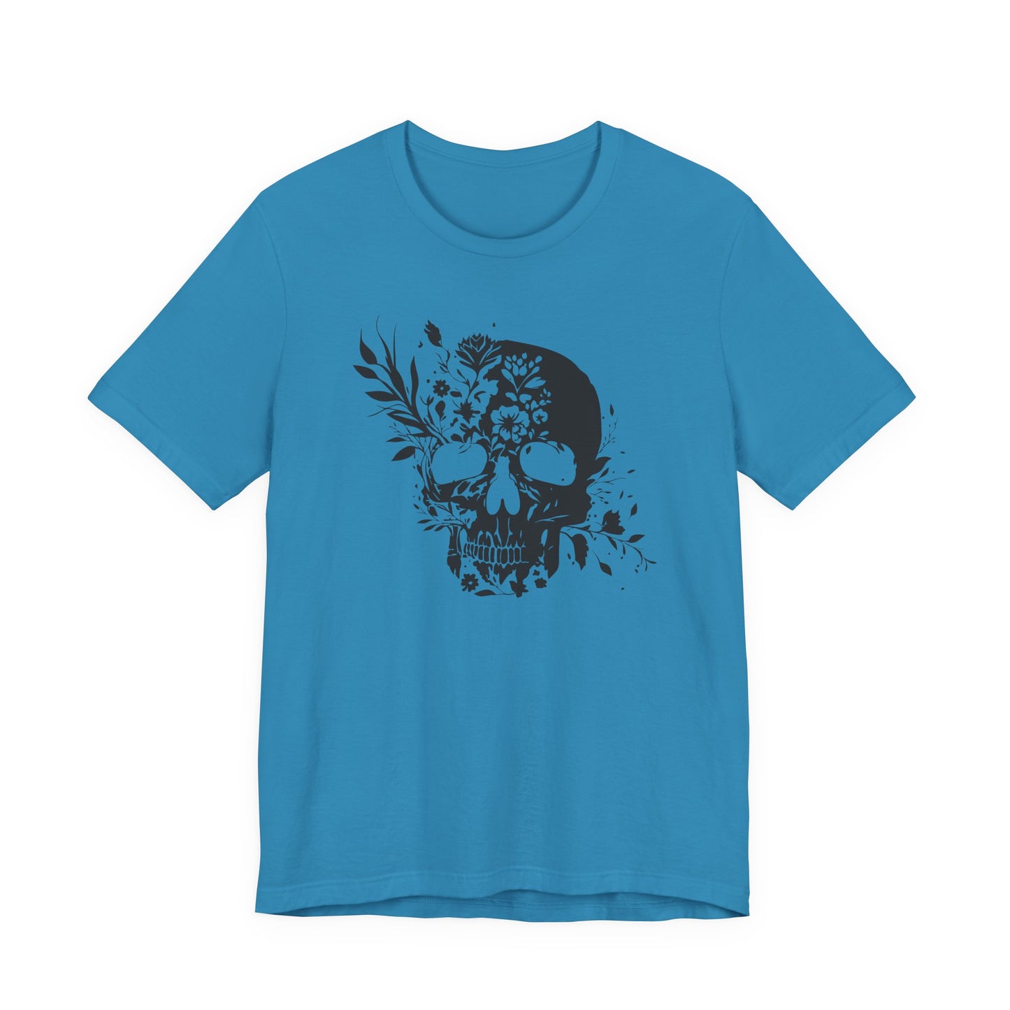 Floral Skull Graphic T-Shirt – Edgy Aesthetic Statement Tee