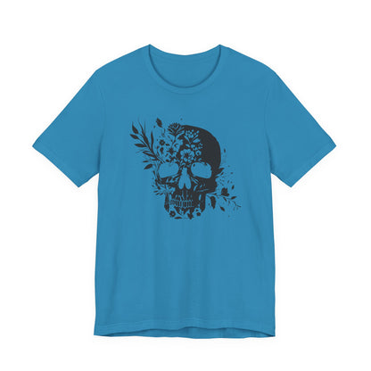 Floral Skull Graphic T-Shirt – Edgy Aesthetic Statement Tee